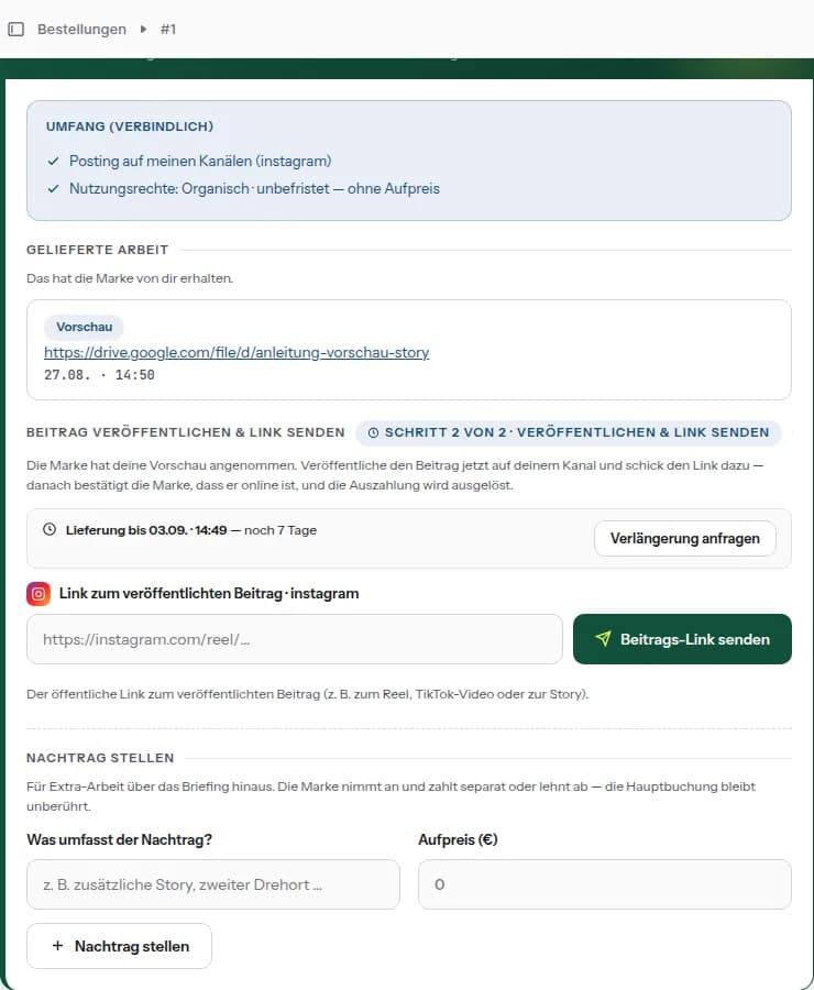Sending the post link