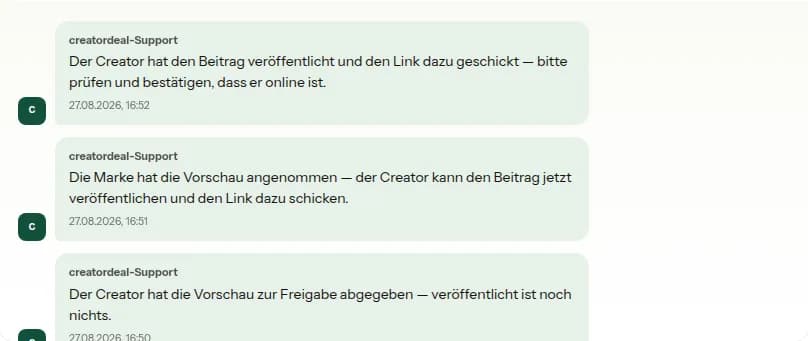 Der Chat zur Buchung