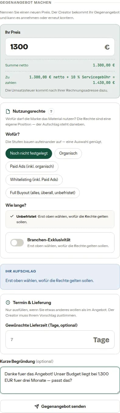 Gegenangebot machen