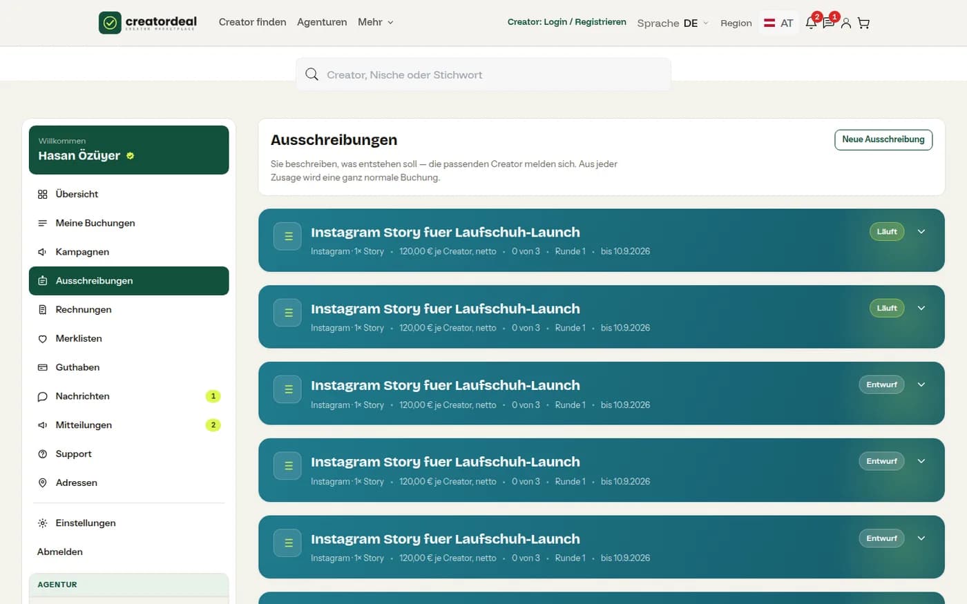 Ihre Ausschreibungen