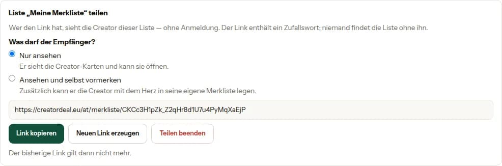Eine Liste teilen